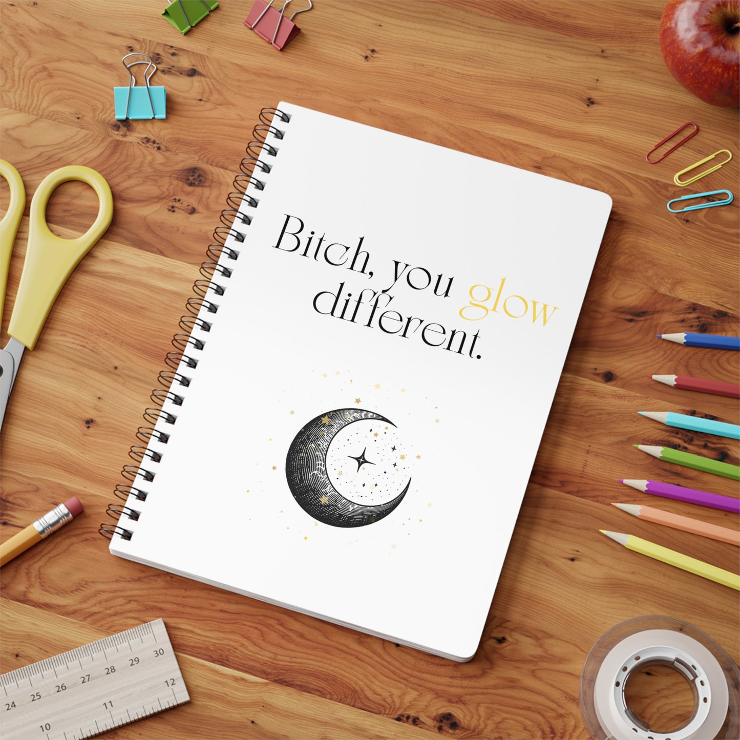 Glowing Inspirational Notebook, Perfect for Journaling, Gifts for Friends, Self-Care, Motivational Quotes, A5 Wirobound Journal
