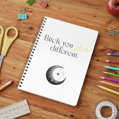 Glowing Inspirational Notebook, Perfect for Journaling, Gifts for Friends, Self-Care, Motivational Quotes, A5 Wirobound Journal