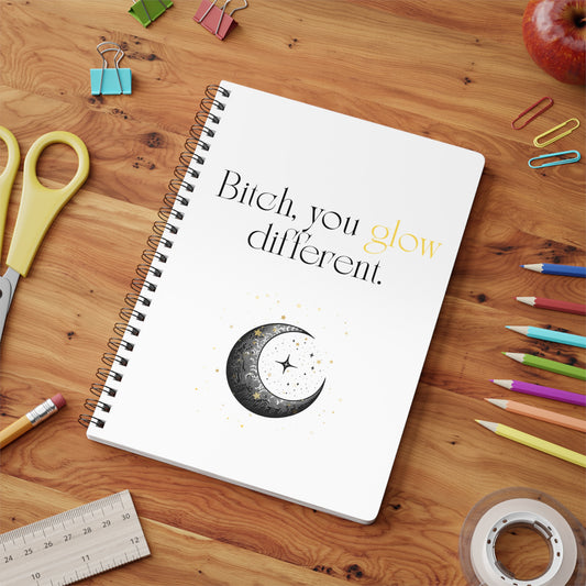 Glowing Inspirational Notebook, Perfect for Journaling, Gifts for Friends, Self-Care, Motivational Quotes, A5 Wirobound Journal