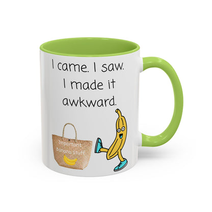 I came I Saw Whimsical Banana Accent Coffee Mug - Perfect for Gifting, Kitchen Decor, Funny Office Mug, Banana Lover Gift, Playful Drinkware