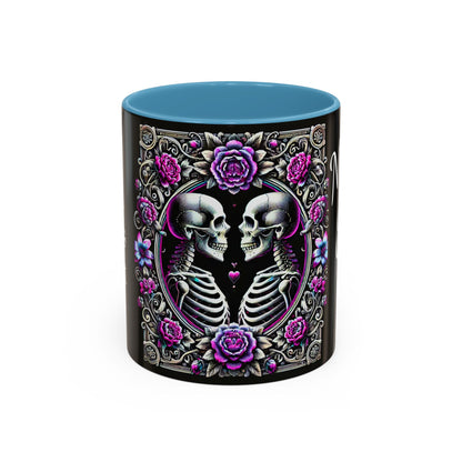 Mr & Mrs Skeleton Flower Accent Coffee Mug (11, 15oz)