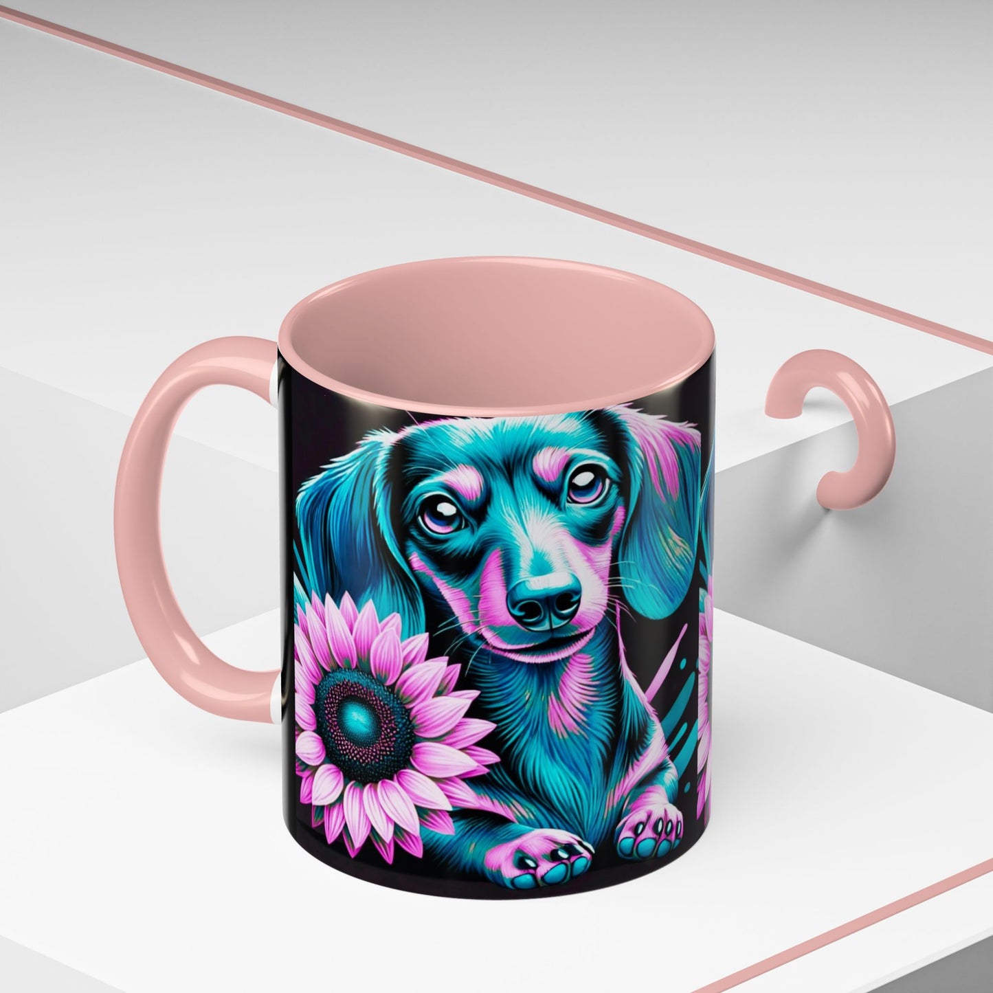 Dachshund Flower Mug Accent Coffee Mug (11, 15oz)