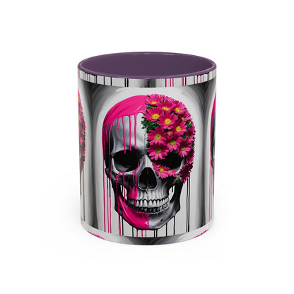 Skeleton Flower Paint Accent Coffee Mug (11, 15oz)