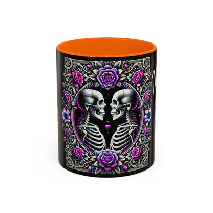 Mr & Mrs Skeleton Flower Accent Coffee Mug (11, 15oz)