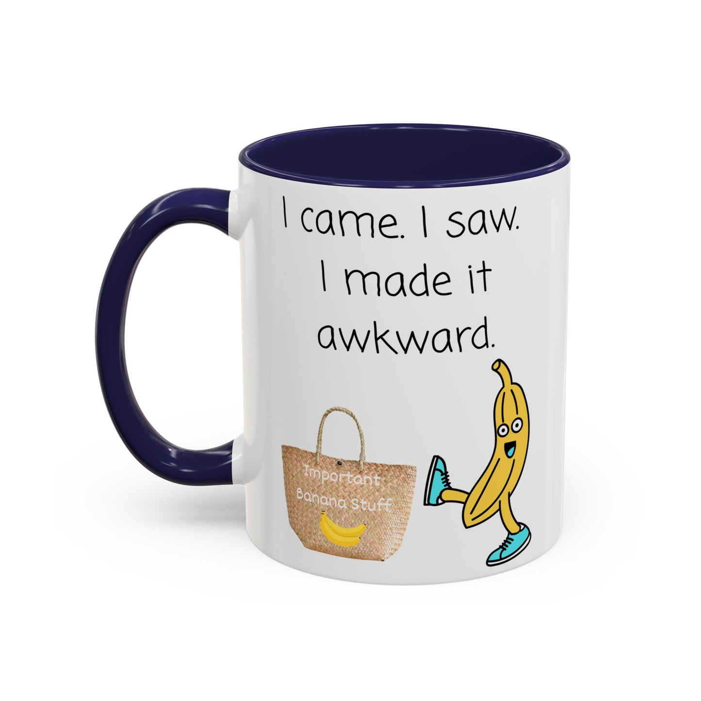 I came I Saw Whimsical Banana Accent Coffee Mug - Perfect for Gifting, Kitchen Decor, Funny Office Mug, Banana Lover Gift, Playful Drinkware