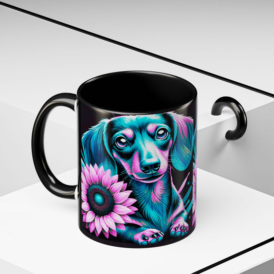 Dachshund Flower Mug Accent Coffee Mug (11, 15oz)