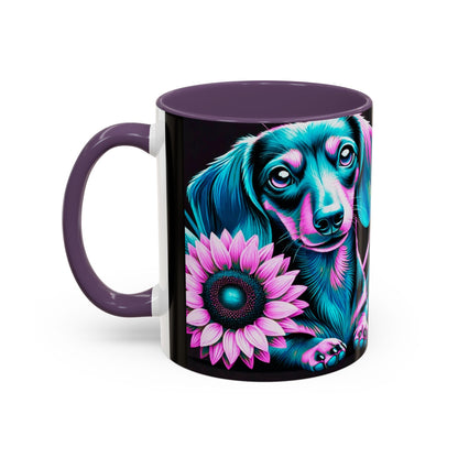 Dachshund Flower Mug Accent Coffee Mug (11, 15oz)