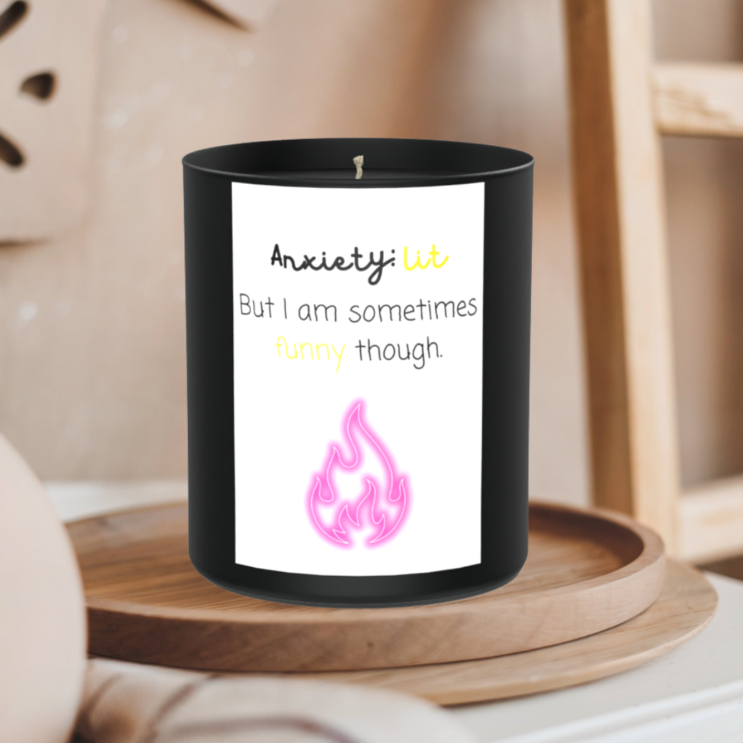 Anixety Lit Funny 200g Black Candle ‘Dark Noir’