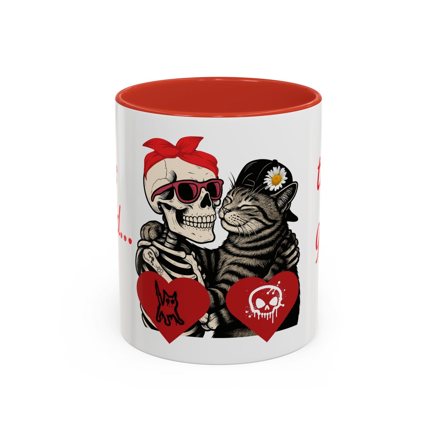 Romantic Skull & Cat Coffee Mug - Perfect for Cat Lovers