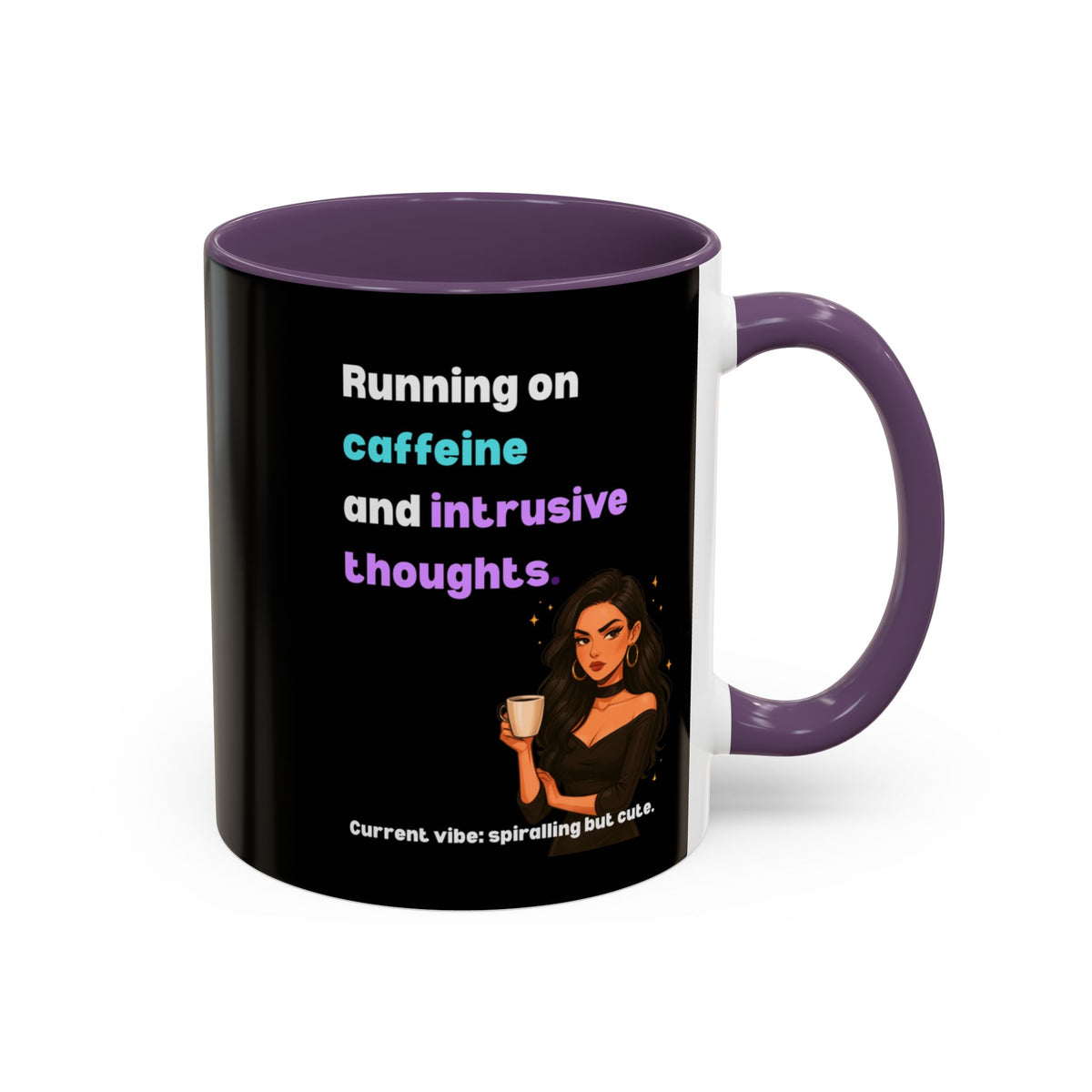 Running on Caffeine & Intrusive Thoughts Mug | Funny Overthinker Coffee Mug