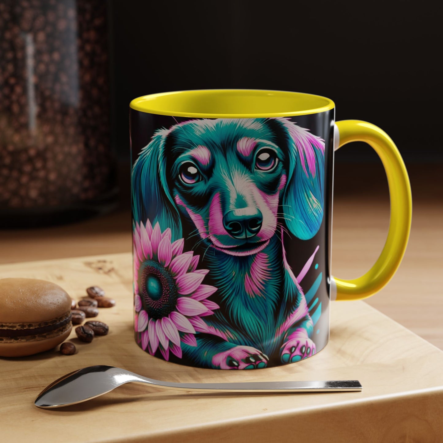 Dachshund Flower Mug Accent Coffee Mug (11, 15oz)