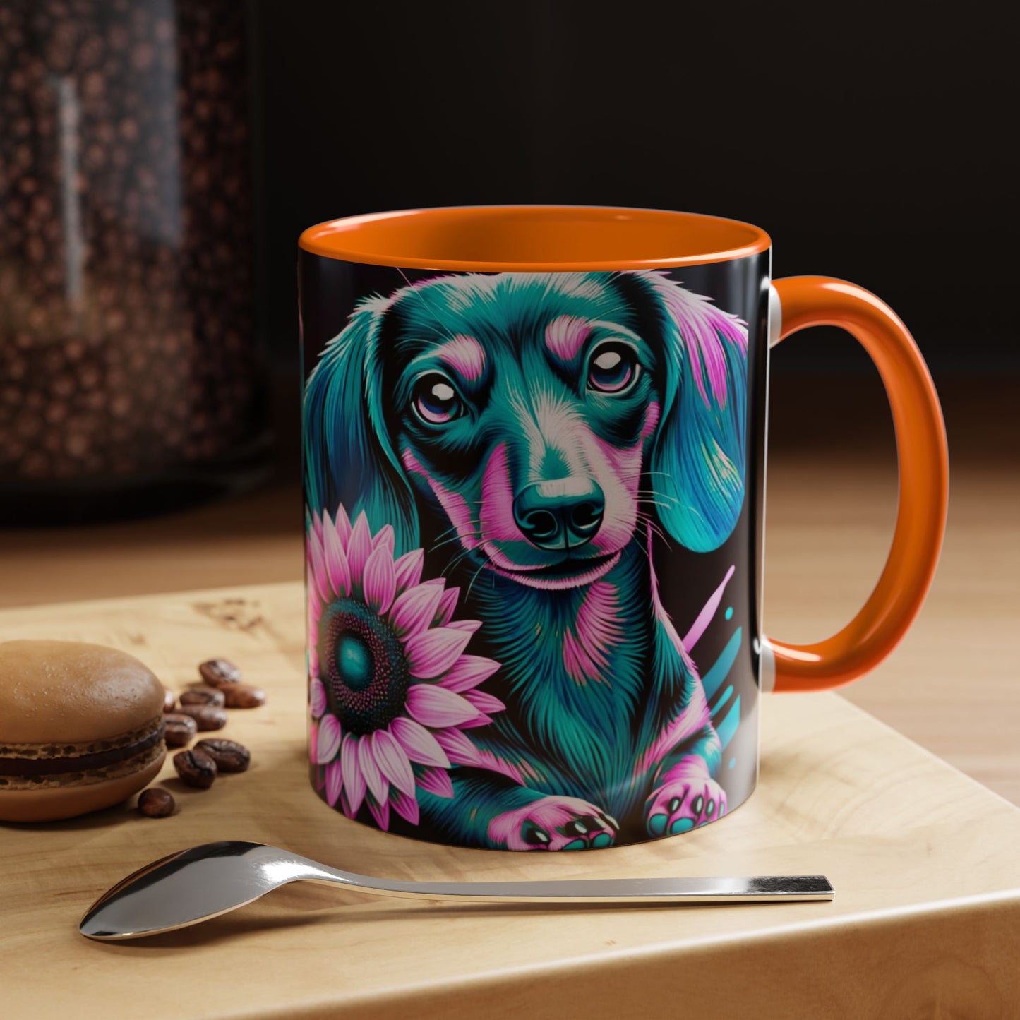 Dachshund Flower Mug Accent Coffee Mug (11, 15oz)