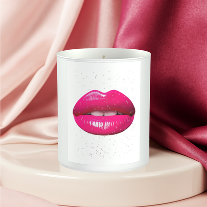 Pink Lips Glitter 200g White candle ‘Sandy Bay'