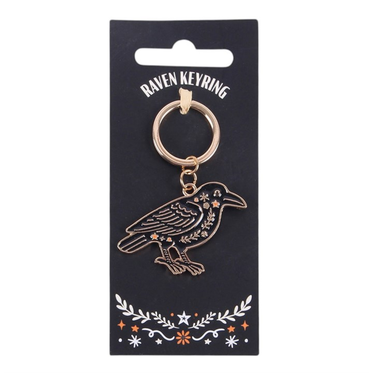Raven Keyring – Witchy Folk Art Enamel Keychain