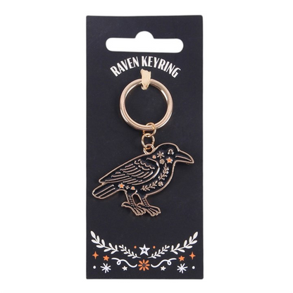 Raven Keyring – Witchy Folk Art Enamel Keychain