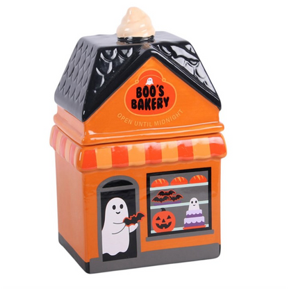 Boo’s Bakery Halloween Cookie Jar – Ceramic Spooky House