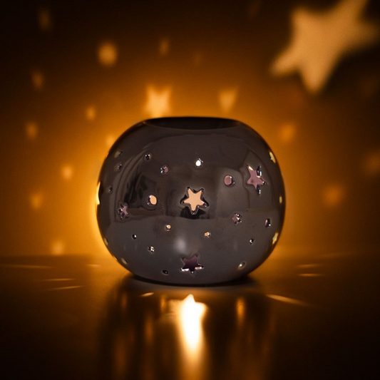 *Purple Iridescent Star Ceramic Oil Burner and Wax Warmer (12/24)