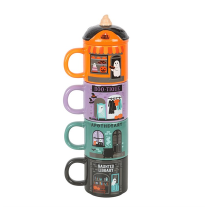 Halloween Stacking Mug Set | 4 Spooky Street Mugs