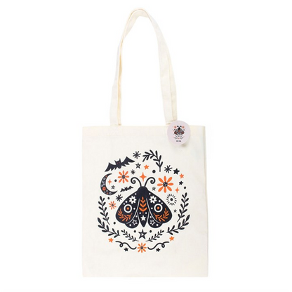 Moth Tote Bag – Witchy Folk Art Celestial Shopper Bag