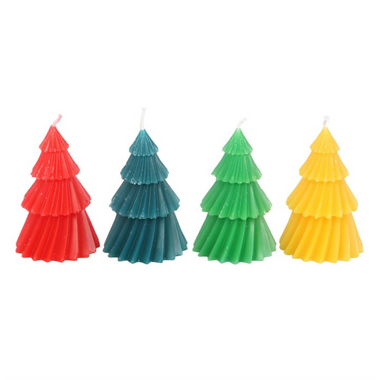 Set of 4 Colourful Christmas Tree Candles – Festive Candles