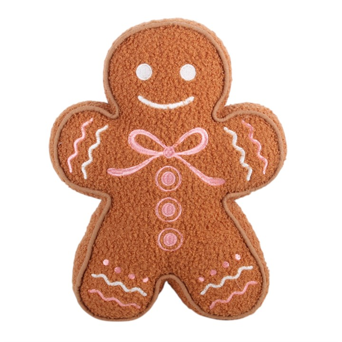 Gingerbread Man Christmas Cushion – Bouclé Shaped Pillow
