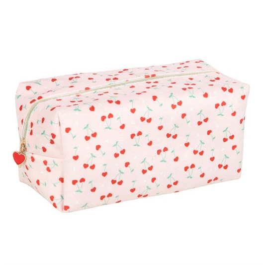 Heart Cherry Print Makeup Bag