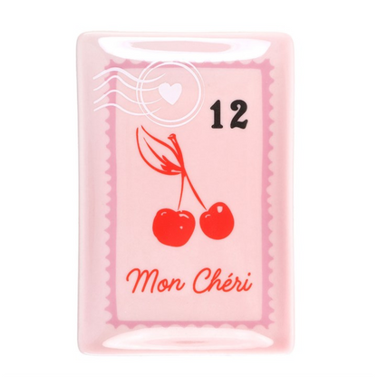 Cherry Postage Stamp Trinket Dish