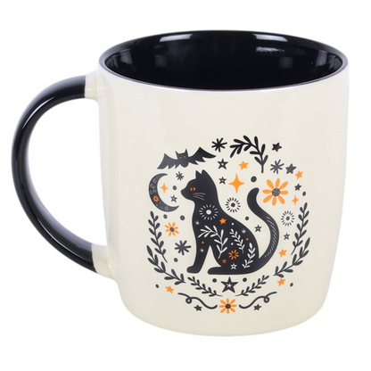 Black Cat Mug – Witchy Folk Art Ceramic Mug