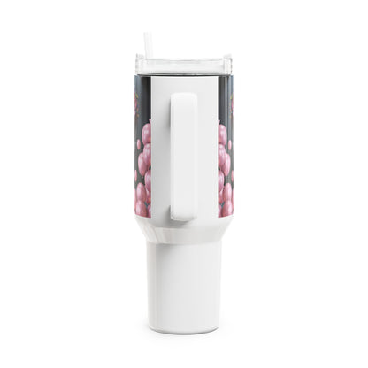 Gothic Skull Tumbler, 40oz Pink Drip Travel Mug | Unique Gift for Halloween, Cool Water Bottle, Skull Design Tumbler