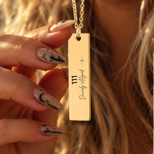 111 Angel Number Necklace – Divinely Aligned | Engraved Bar Pendant