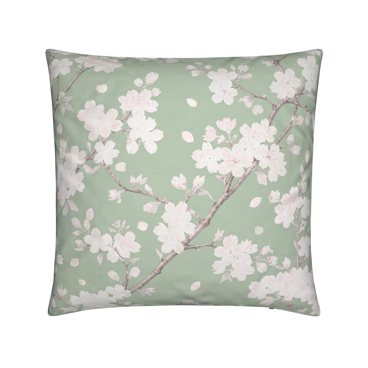 Sage Green Japanese Cherry Blossom Botanical Cushion