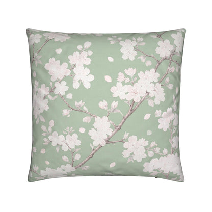 Sage Green Japanese Cherry Blossom Botanical Cushion
