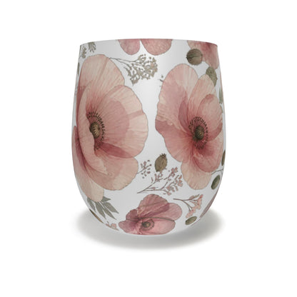 Blush Pink Poppy Floral Water Glass