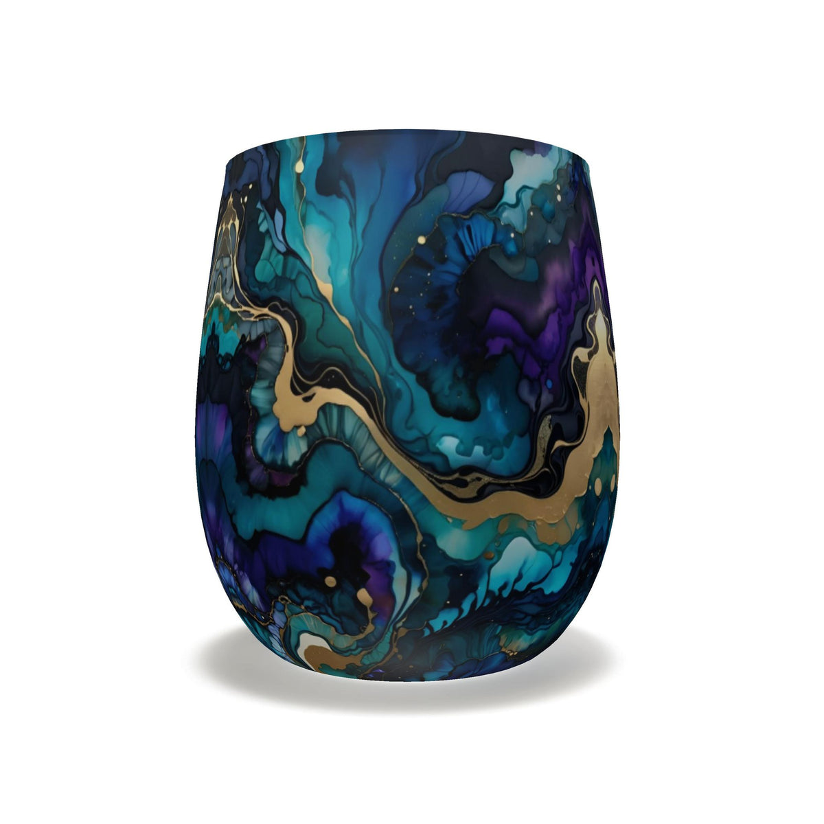 Midnight Aurora Abstract Marble Water Glass