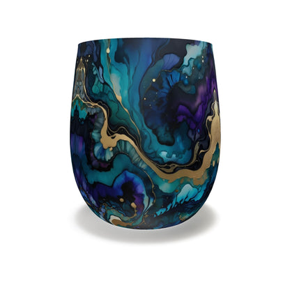 Midnight Aurora Abstract Marble Water Glass
