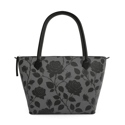 Midnight Rose Designer Zip-Top Handbag
