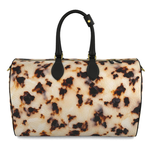 Amber Tortoiseshell Print Designer Leather Duffle Bag