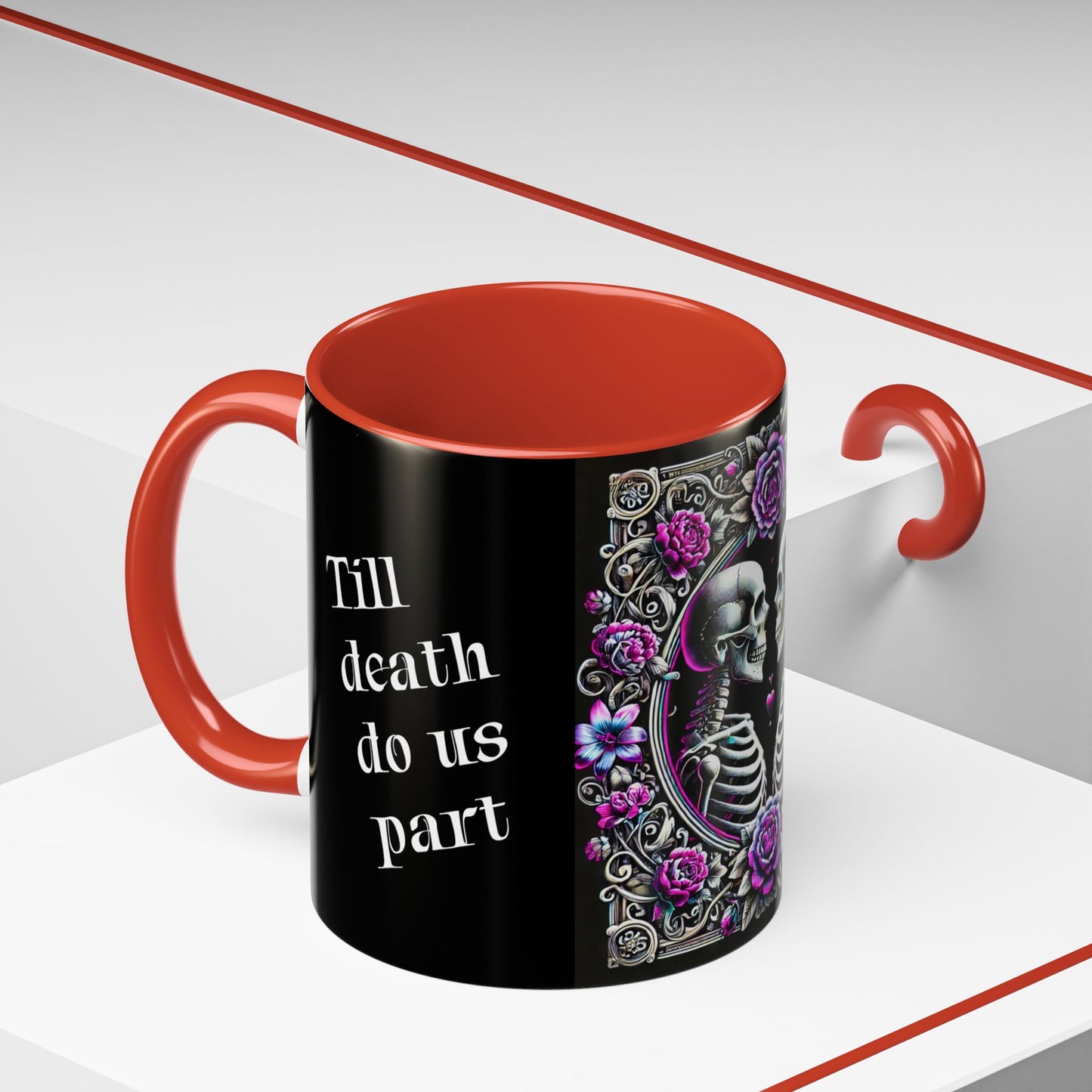 Mr & Mrs Skeleton Flower Accent Coffee Mug (11, 15oz)