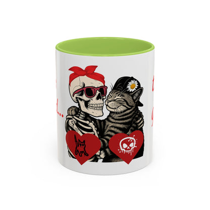 Romantic Skull & Cat Coffee Mug - Perfect for Cat Lovers