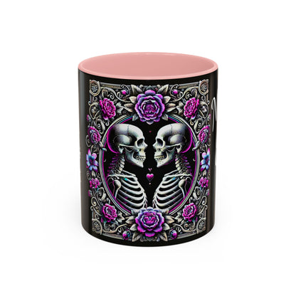 Mr & Mrs Skeleton Flower Accent Coffee Mug (11, 15oz)
