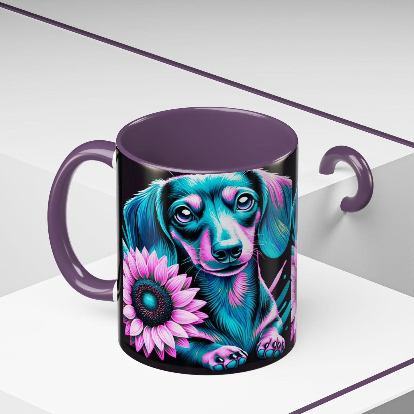 Dachshund Flower Mug Accent Coffee Mug (11, 15oz)