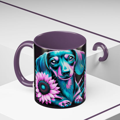 Dachshund Flower Mug Accent Coffee Mug (11, 15oz)