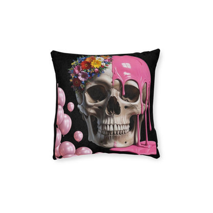 Edgy Floral Skull Cushion, Decorative Throw Cushion, Unique Home Decor, Goth | Halloween Accent, Gift for Friends, Cosy Living Room