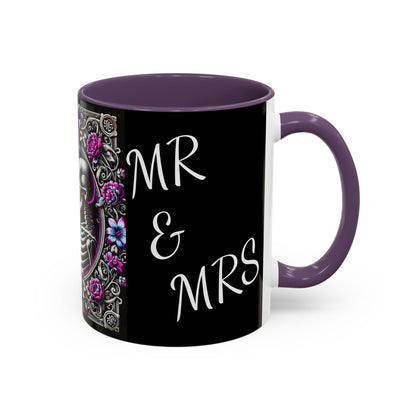 Mr & Mrs Skeleton Flower Accent Coffee Mug (11, 15oz)