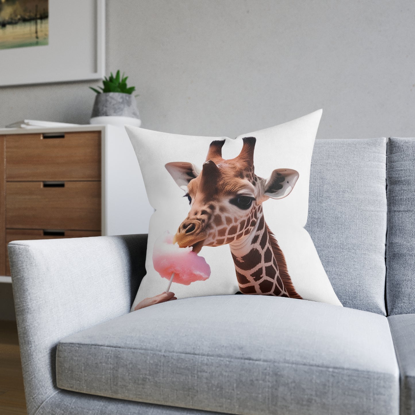 Whimsical Giraffe Square Cushion, Cute Animal Decor, Kids Room Accent, Fun Home Accessories, Great Gift for Animal Lovers