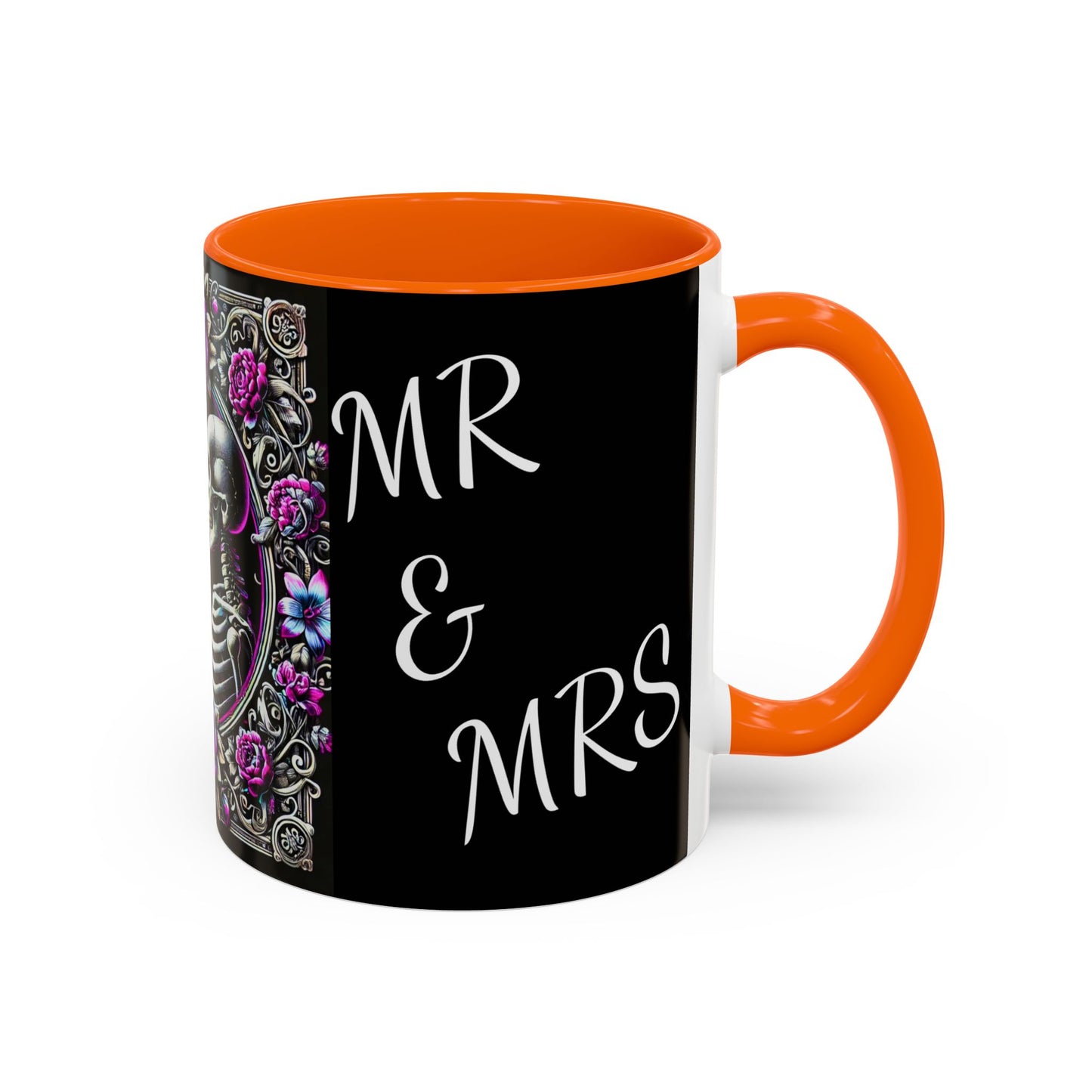 Mr & Mrs Skeleton Flower Accent Coffee Mug (11, 15oz)