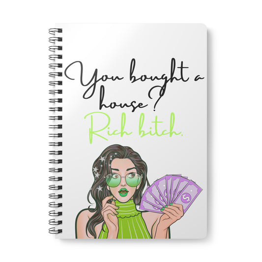 Chic Wirobound Notebook, Quote Journal, Stylish Planner, Gift for Her, A5 Softcover Writing Pad, Office or School Essentials