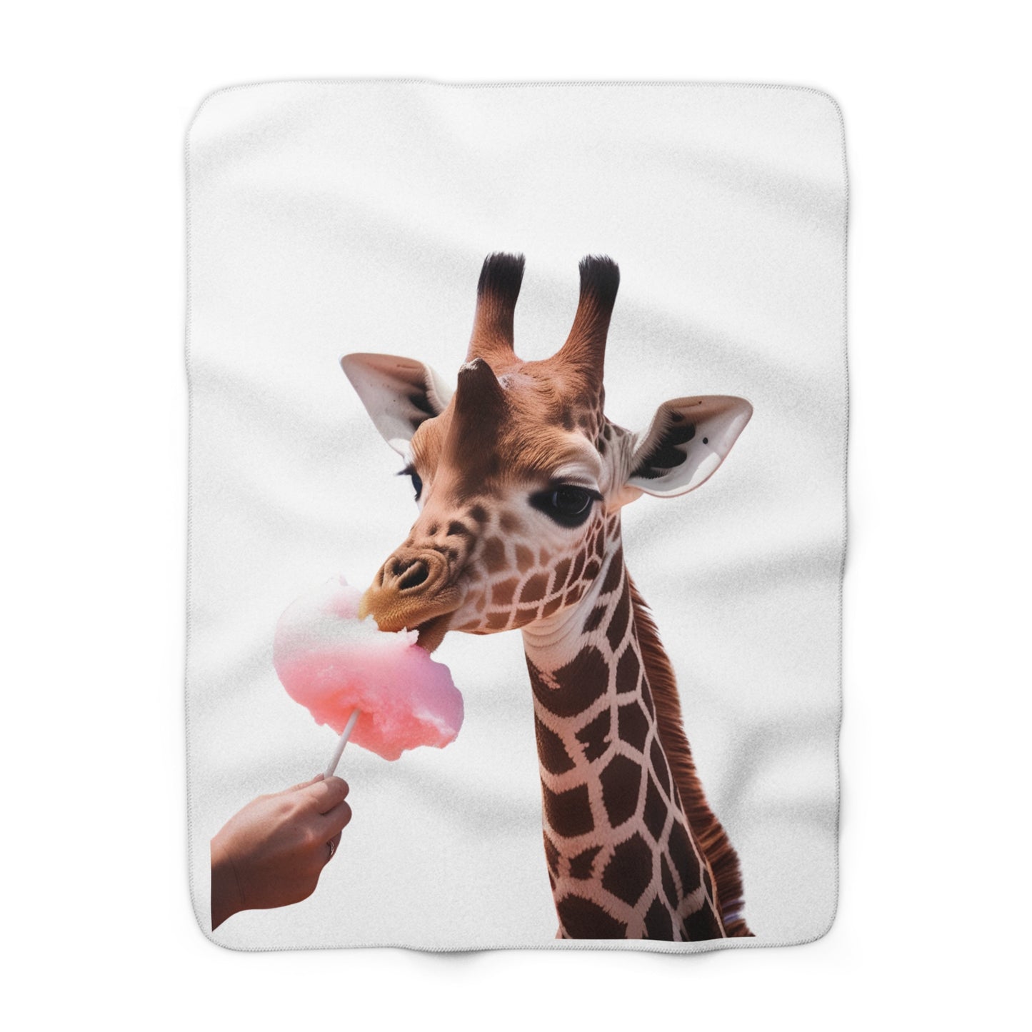 Giraffe Eating Candyfloss Sherpa Fleece Blanket