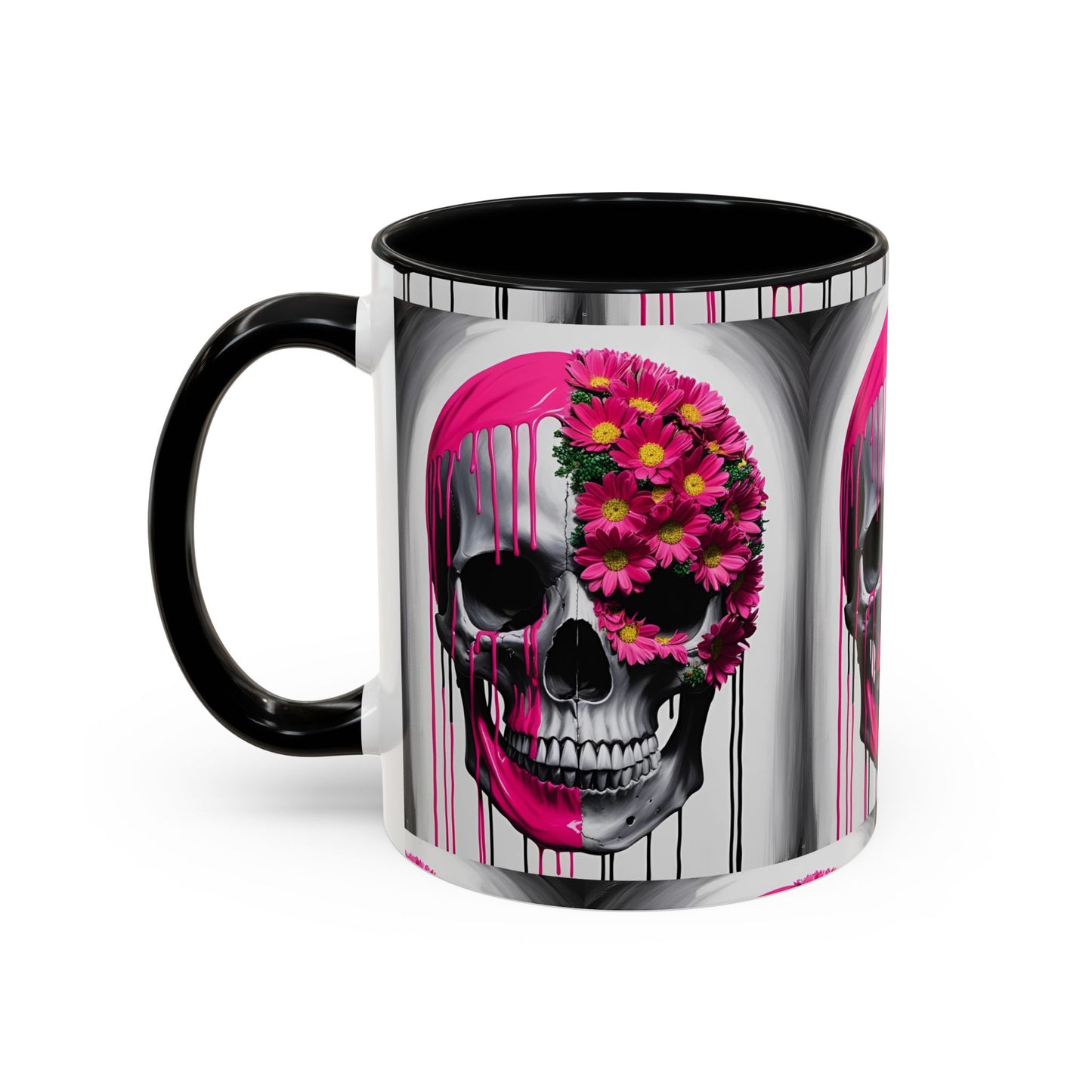 Skeleton Flower Paint Accent Coffee Mug (11, 15oz)