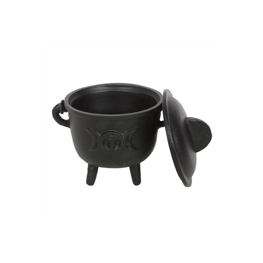 Cast Iron Witch Cauldron with Triple Moon – 11cm